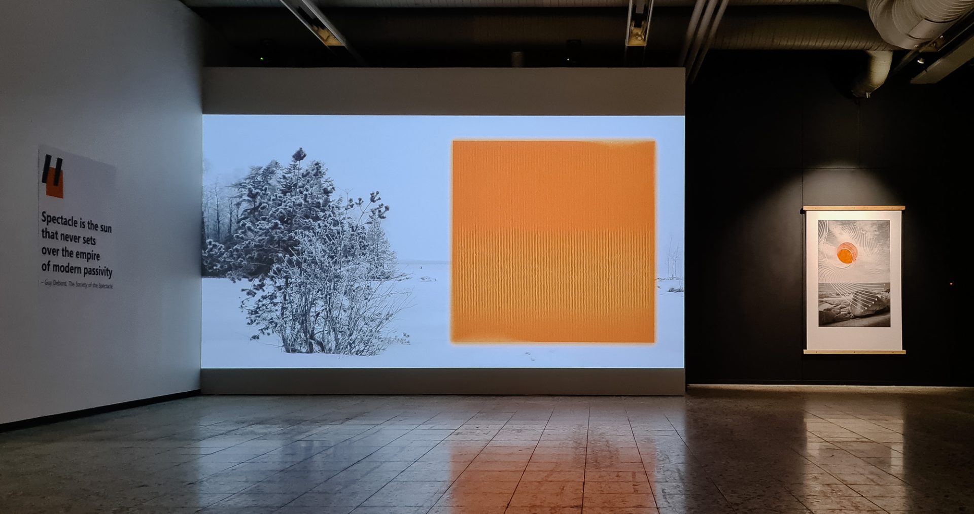 Installation view of Spectacle Is the Sun by Sami Sakari from Realm of Fine Art, 2025.